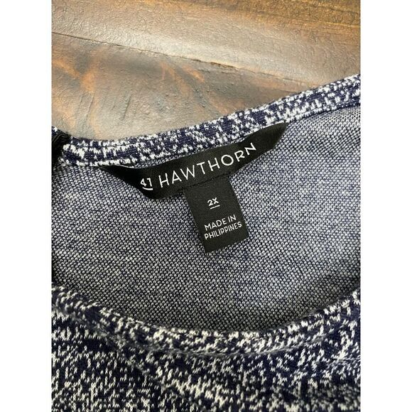 41 Hawthorn Aniya Jacquard Knit Soft & Comfortable Midi Dress Plaid Navy Size 2X - Picture 9 of 12